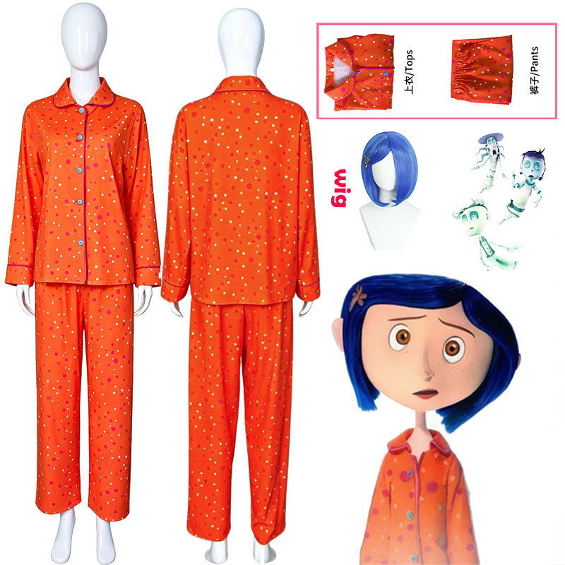 Anime Cosplay Prop - Movie Coraline Cosplay Pajamas Costume Orange