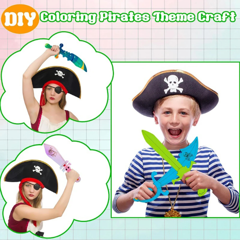 16pcs Kids Wooden Pirate Theme - đánh giá và giá Cosplay Prop Painting